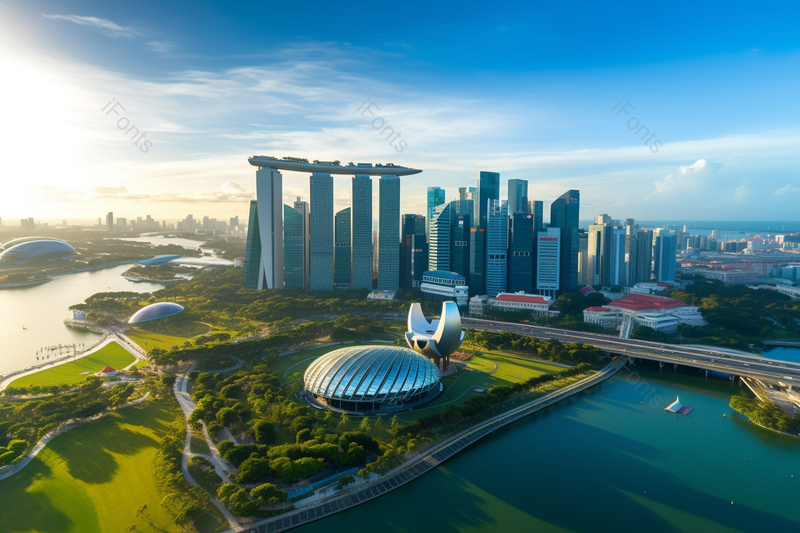 在新加坡城市天际上建造外表城景的美丽建筑,高清,摄影图,摄影图片,图片大全,摄影图免费下载